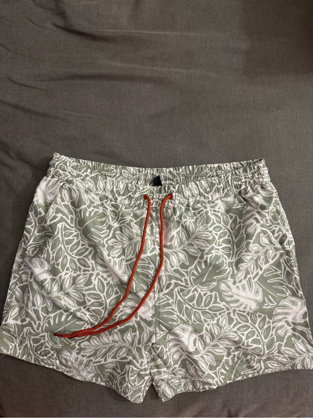 PacSun Olive Green Botanical Swim Hybrids with Orange Drawcord